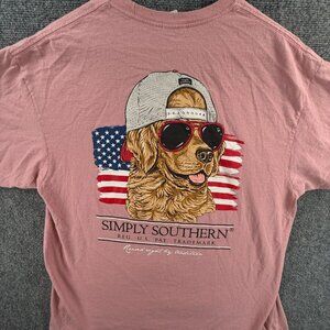 Simply Southern Golden Retriever T Shirt Women Pink Short Sleeve XL Graphic Dog